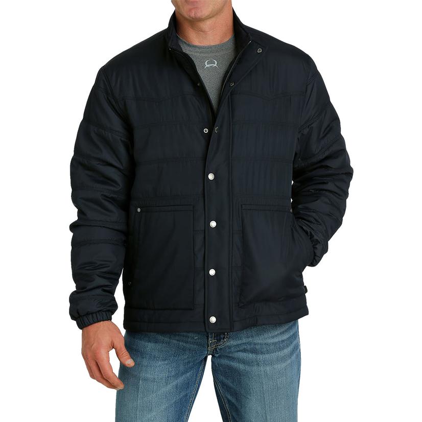Black Quilted Ripstop Logo Men's Jacket by Cinch
