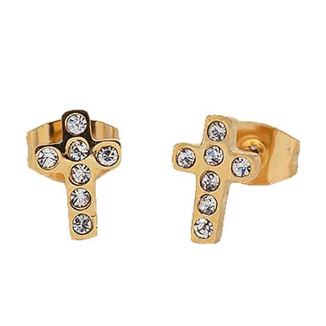 My Saint My Hero Jewelry Faith Petite Crystal Cross Gold Earrings