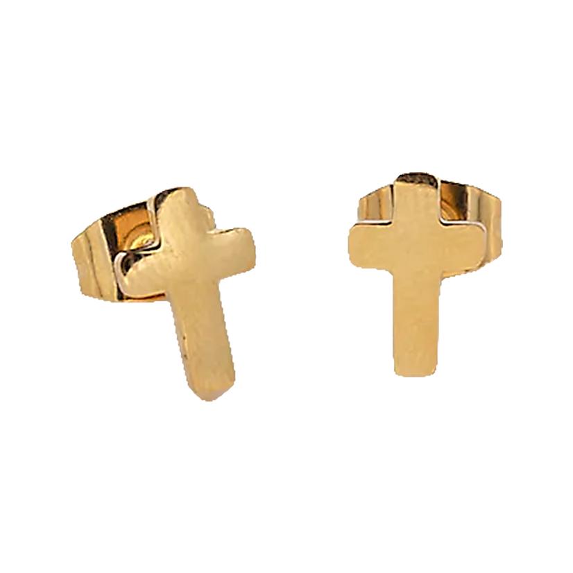  My Saint My   Hero Jewelry Faith Petite Cross Gold Earrings