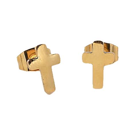 My Saint My Hero Jewelry Faith Petite Cross Gold Earrings