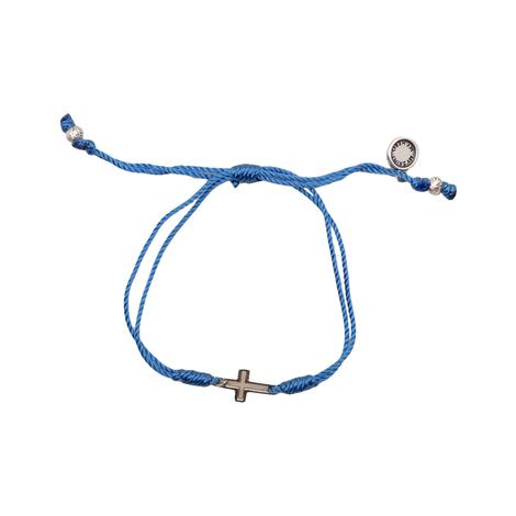 My Saint My Hero Jewelry Filled by Faith Gold-Tone Cross and Logo Blue Bracelet