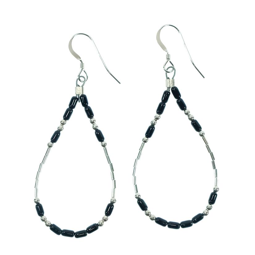  South Texas Tack Silver And Onyx Tear Drop Earrings