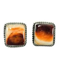 South Texas Tack Spiny Oyster Square with Sterling Silver Stud Earrings