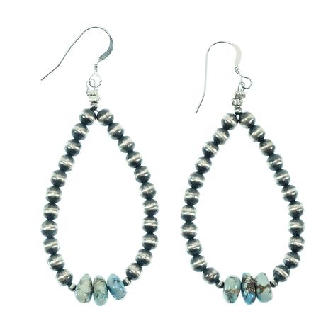 South Texas Tack Oxidized Beaded and Turquoise Tear Drop Earrings