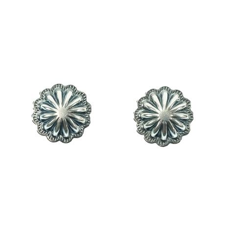 South Texas Tack Small Silver Concho Stud Earrings