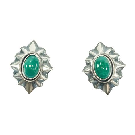 South Texas Tack Silver and Turquoise Concho Stud Earrings
