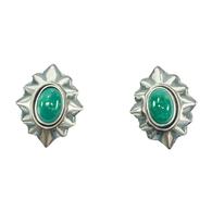 South Texas Tack Silver and Turquoise Concho Stud Earrings
