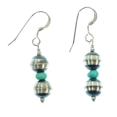 South Texas Tack Turquoise and Oxidized Bead Drop Earring
