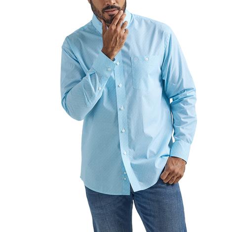 Wrangler Classic Blue Long sleeve Buttondown Men's Shirt