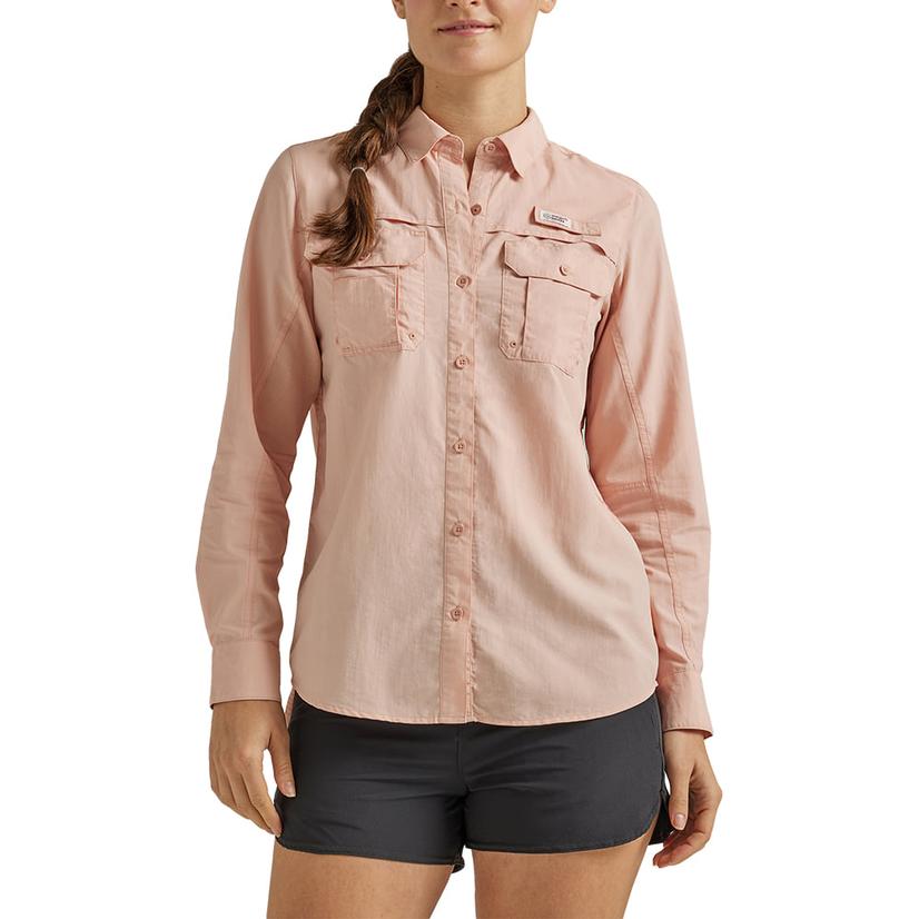  Wrangler Rose Atg Angler Long Sleeve Button- Down Women's Shirt