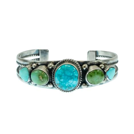 South Texas Tack Jewelry Navajo 5 Stone Turquoise Cuff 