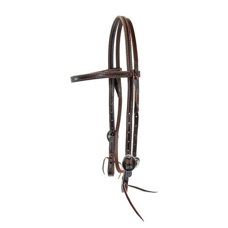 Image of STT 5/8" Double Stitch Double Buckle Oiled Browband Headstall