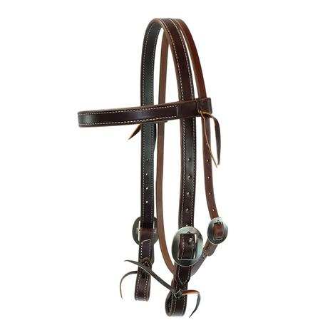 Image of STT 1" Double Stitch Double Buckle Oiled Browband Headstall