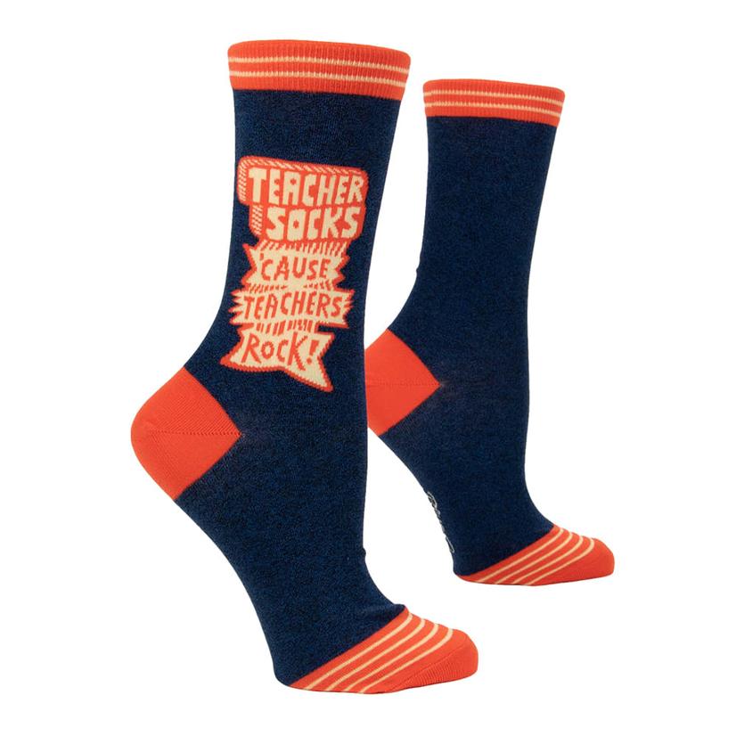  Blue Q Teacher Socks ' Cause Teachers Rock Women's Crew Socks