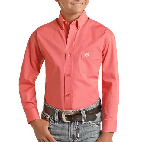 Panhandle Slim Peach Buttondown Boys Shirt