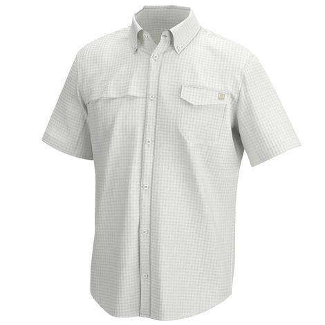 Huk White Mini Check Tide Point Break Short Sleeve Men's Shirt 