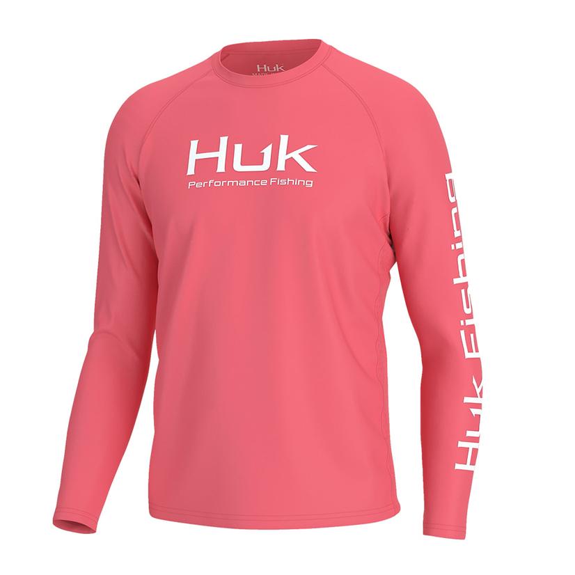  Huk Sunwashed Red Vented Pursuit Long Sleeve Men's Shirt