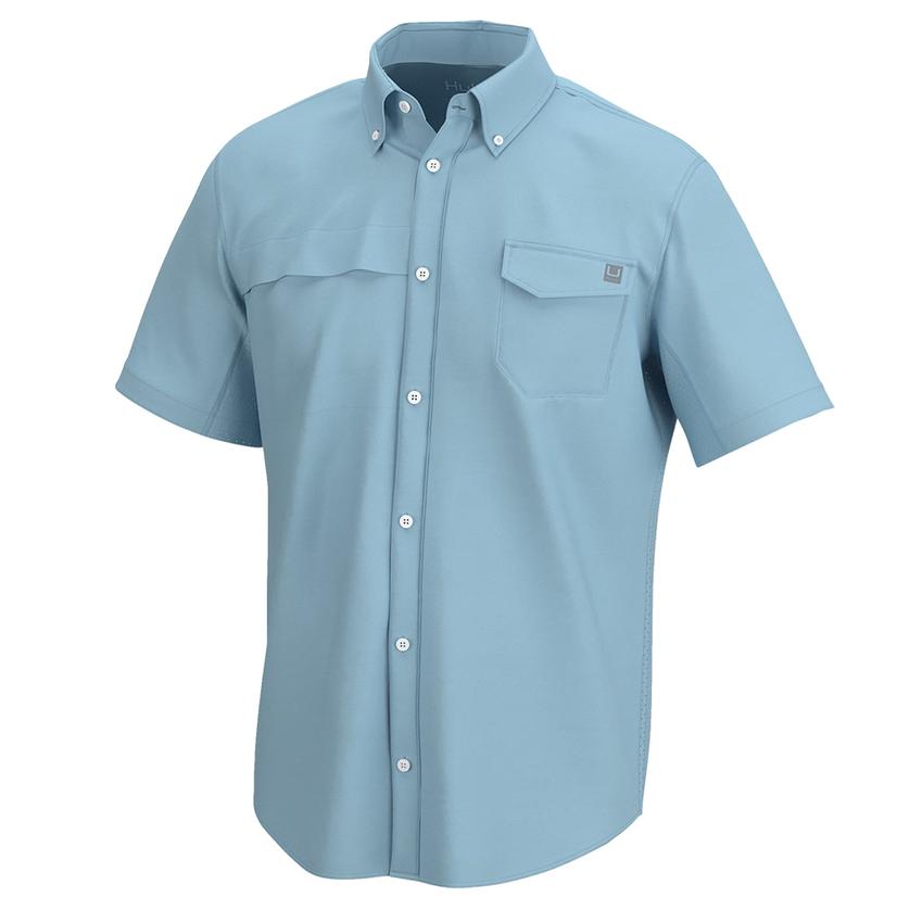  Huk Crystal Blue Tide Point Short Sleeve Men's Shirt