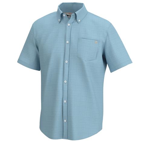 Huk Crystal Blue Kona Cross Dye Short Sleeve Men's Shirt 