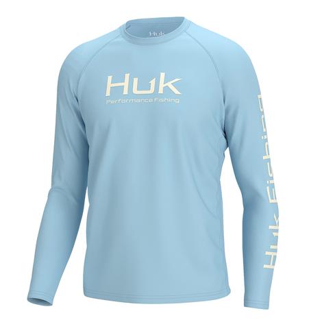 Huk Vented Pursuit Men's Crystal Blue Long Sleeve Shirt