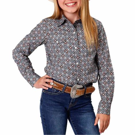 Roper Grey Western Snap Long Sleeve Girl's Shirt
