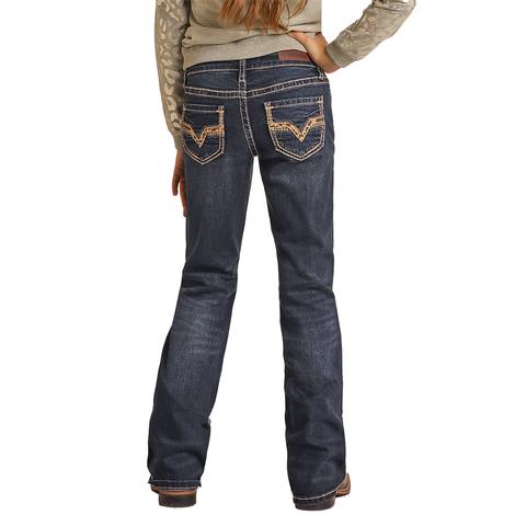 Rock and Roll Dark Vintage Bootcut Girls Jeans