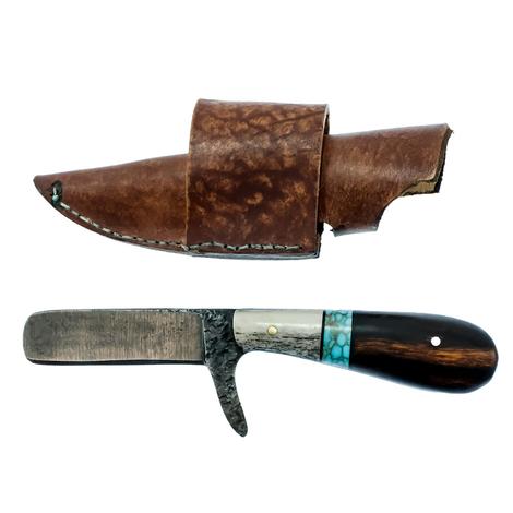 J. Rateliff Knives Antler Turquoise Ironwood Bull Cutter Knife