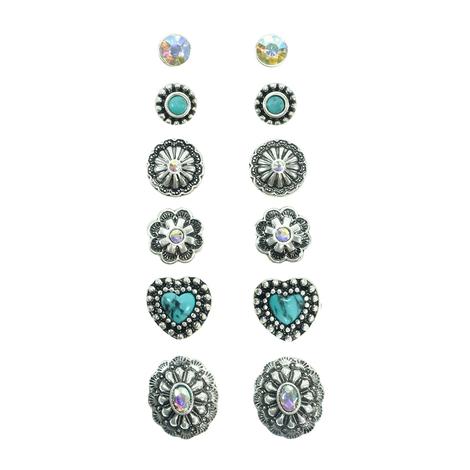 South Texas Tack Turquoise Heart Earring Set 