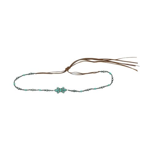 Women's Turquoise and Silver Beaded Hatband