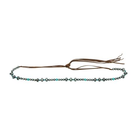 Turquoise And Silver Oxidized Hatband 