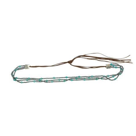 Three Stranded Turquoise and Silver Hatband