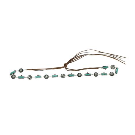 Women's Turquoise and Silver Concho Hatband