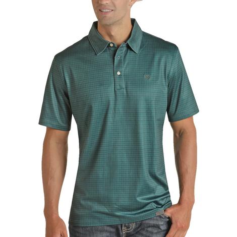 Panhandle Green Check Short Sleeve Men's Polo Shirt