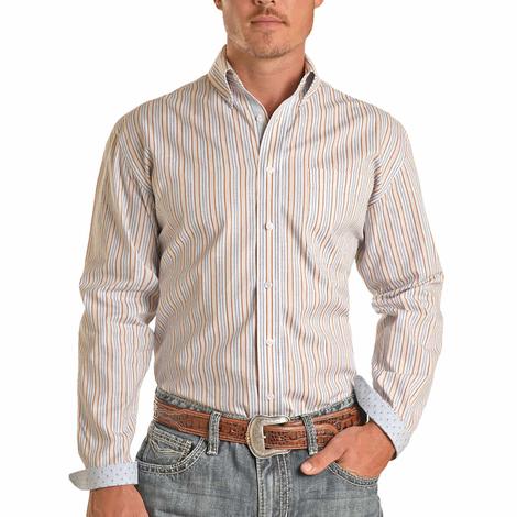 Rock and Roll Cowboy Multi Stripe Long Sleeve Buttondown Men's Shirt