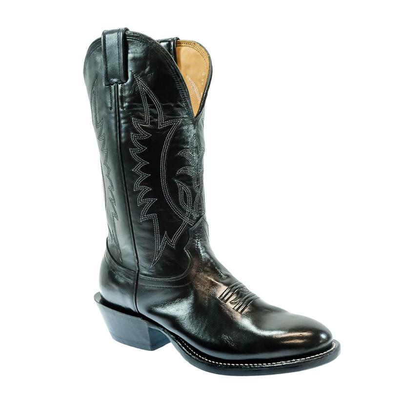  Fenoglio Custom Black Smooth Italian Men's Boot