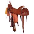 STT Full Roughout Square Skirt Oiled Ranch Cutter Saddle with Rawhide Cantle MAHOGANY