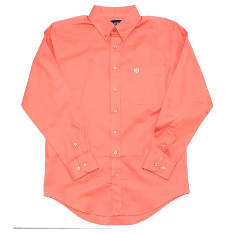 Panhandle Peach Solid Poplin Long Sleeve Buttondown Men's Shirt