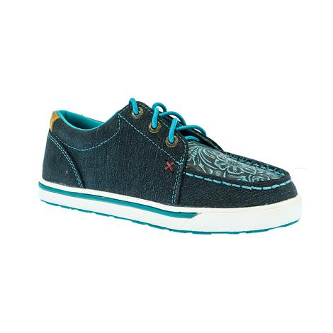 Twisted X Girl's Teal Tooled Leather Kicks Shoes
