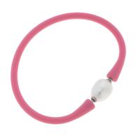 Canvas Bali Freshwater Pearl Silicone Bracelet in Bubble Gum