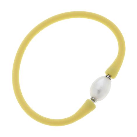 Canvas Bali Freshwater Pearl Silicone Bracelet in Canary Yellow