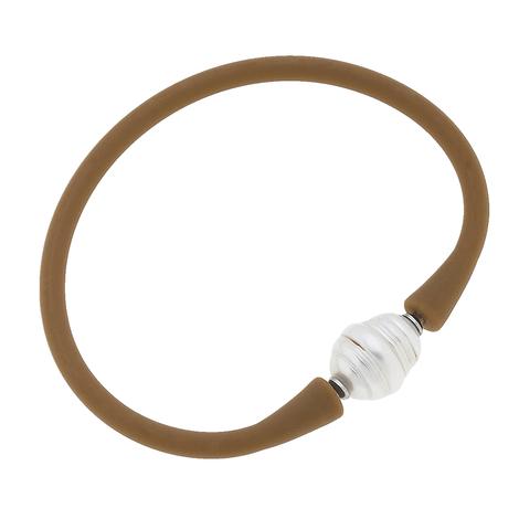 Canvas Bali Freshwater Pearl Silicone Bracelet in Cocoa