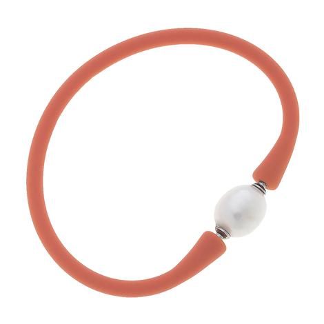 Canvas Bali Freshwater Pearl Silicone Bracelet in Coral