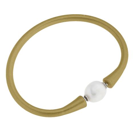 Canvas Bali Freshwater Pearl Silicone Bracelet in Metallic Gold