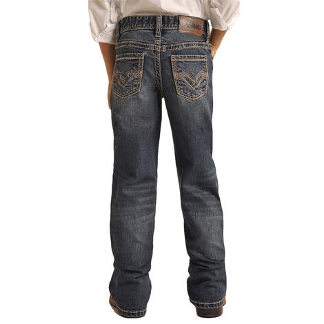 Rock & Roll Cowboy Dark Wash Boy's Bootcut Jeans