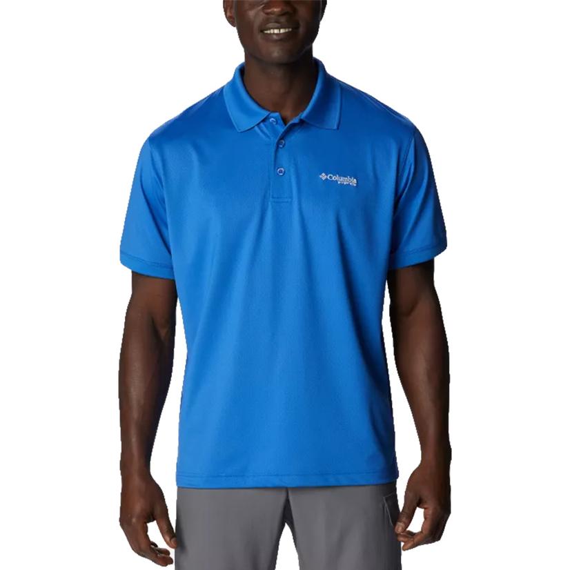  Columbia Sports Wear Tamiami Polo Men's Vivid Blue Short Sleeve Shirt