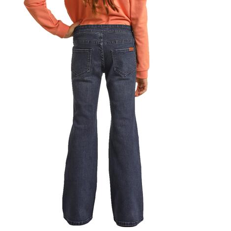 Rock and Roll Cowgirl Extra Stretch Button Flare Girl's Jeans