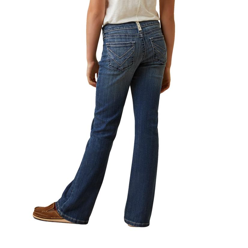  Ariat R.E.A.L.Clover Pocket Chill Blue Wash Bootcut Girl's Jeans