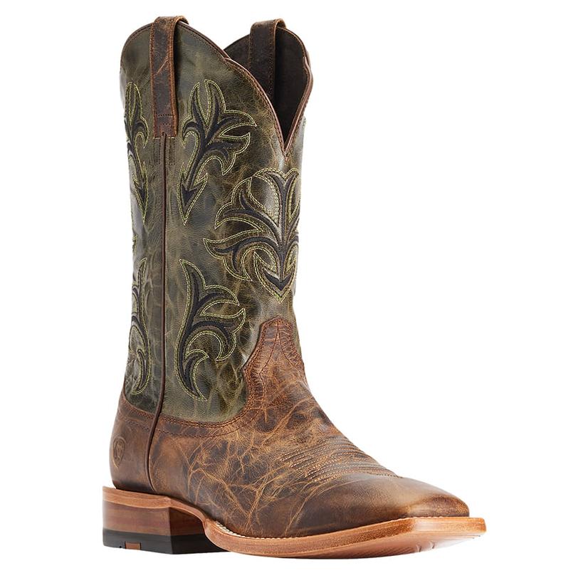  Ariat Cowboss Crinkled Brown And Prairie Green Men's Cowboy Boots