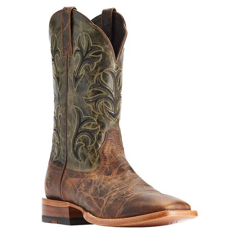 Ariat Cowboss Crinkled Brown and Prairie Green Men's Cowboy Boots