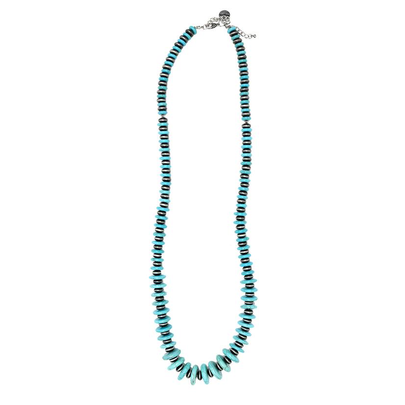  West And Co Turquoise And Navajo Peal Disc Necklace